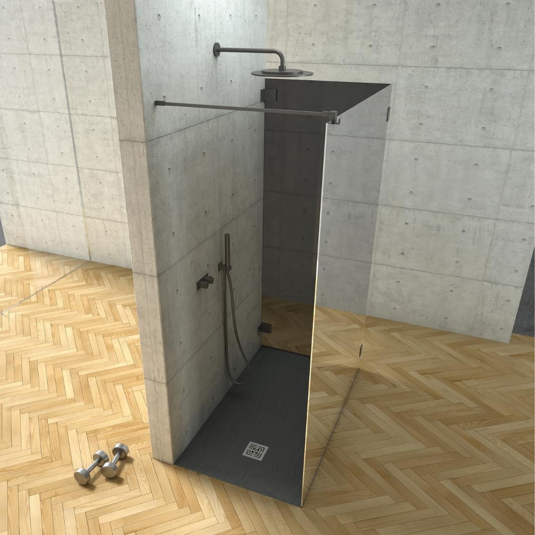 Box doccia Walk-in composto da un divisorio e un lato fisso ad angolo (6 millimetri).H 200 centimetri.