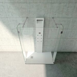 Box doccia Walk-in composto da un divisorio e 2 fissetti con braccetti di sostegno (8 millimetri).H 200 centimetri.